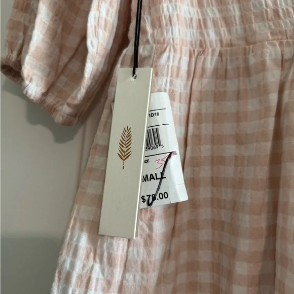 June & Hudson Pink and White Puff Sleeve Mini Dress - Picture 3 of 4